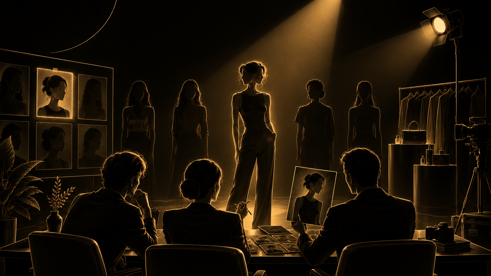 فريق إبداعي يختار مودل لحملة من بطاقات بورتفوليو