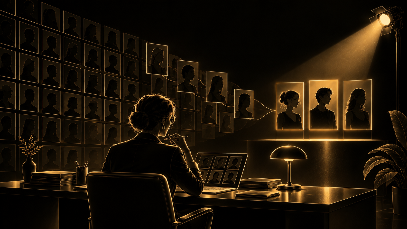 Production set for selecting talent